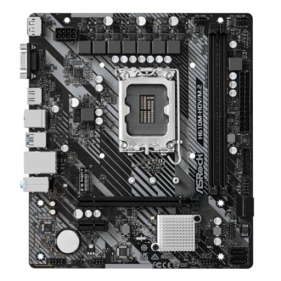 Asrock H610M-HDV/M.2 R2.0, Intel H610, 1700, Micro ATX, 2 DDR4, VGA, HDMI, DP, PCIe4, 1x M.2